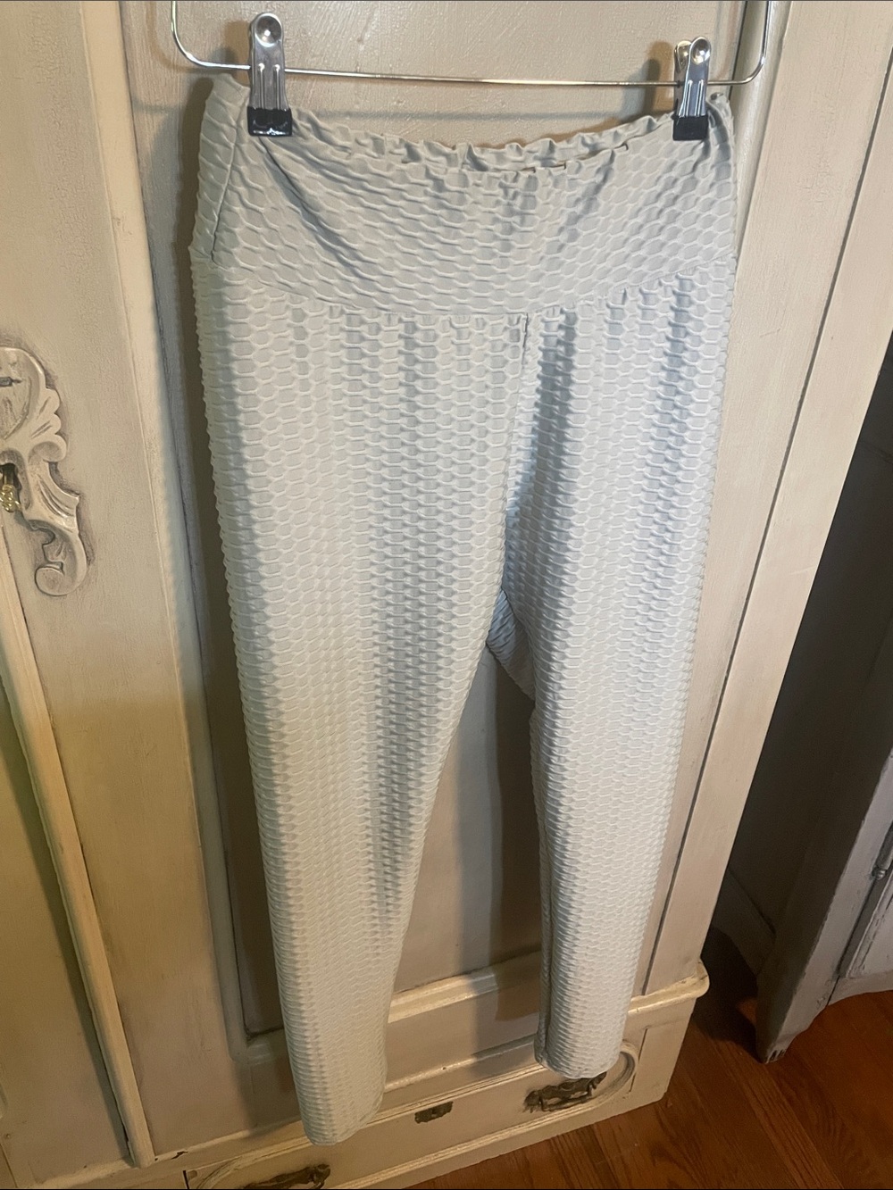 Textured High-Waist Waffle Grey/Silver Leggings